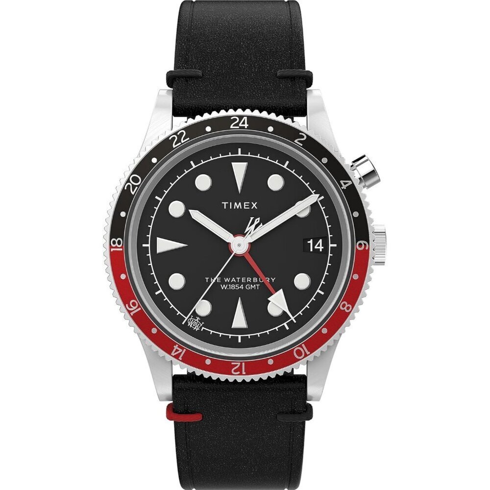 Men’s Black-Red Stainless Steel Analog Stylish Comfortable Buckle Wrist Watch